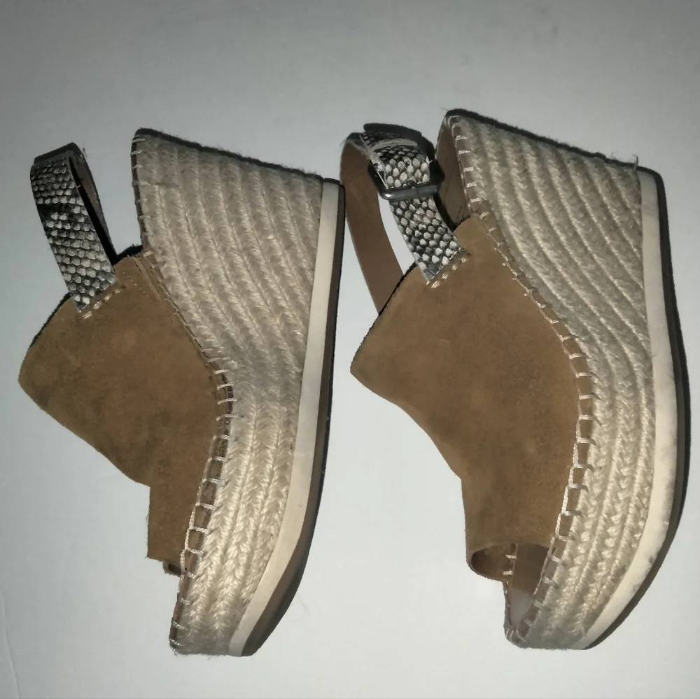 Dolce Vita (Size 8.5) Camel Brown Suede Animal Print Strap Espadrille Sandals